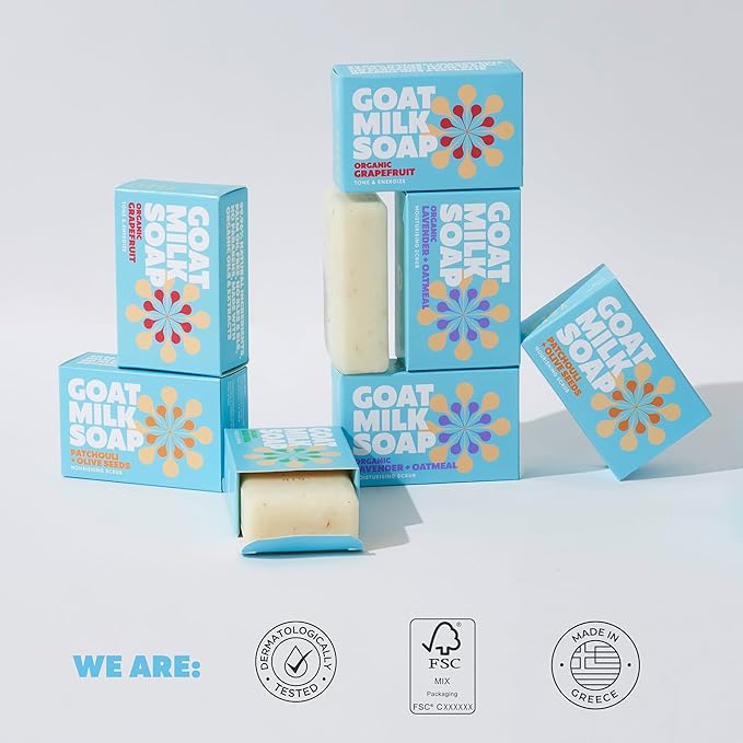 Goat Milk Soap Bars - Set of 8 Pieces - All Natural, Organic, Goats Milk Soap Bars - Nourishing, Ideal for Sensitive Skin - Perfect for Kids, Men, and Women of All Ages