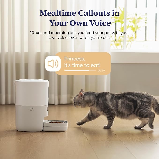 Automatic Cat Feeder, WiFi & Smart Scale, Remote Feeding | Tracks Pet's Food Intake, 3.6L Timed Food Dispenser, Up to 10 Meals Per Day, Dual Power Supply, Stainless Steel Bowl