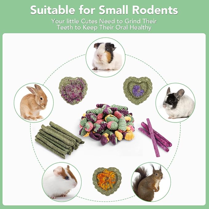 Rabbit Chew Toys Teeth Timothy Hay Sticks, Guinea Pig Chew Treats Toys