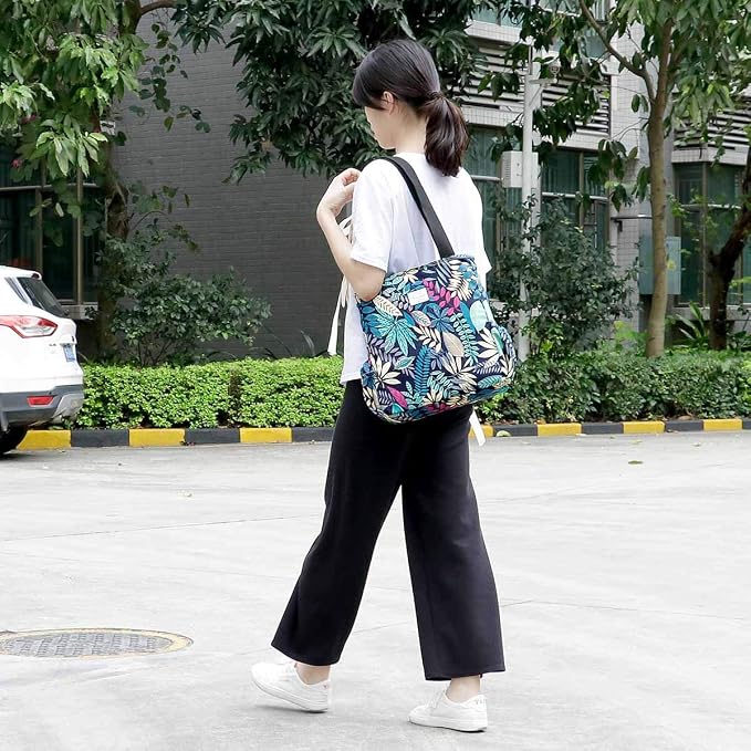 KAMO Floral Tote Bag - Waterproof Lightweight Handbags Travel Shoulder Bag for Hiking Yoga Gym Swimming Travel Beach