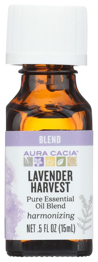 Aura Cacia Lavender Harvest Essential Oil Blend 1/2 Oz. Bottle