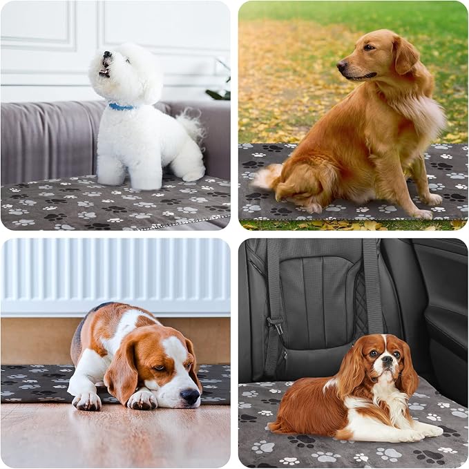 Waterproof Pet Blanket for Dogs and Cats, Soft Sherpa Fleece Throw Blanket 50 * 60inch Grey Paw