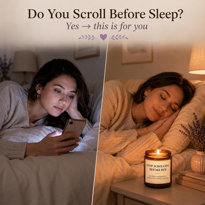 Lavender Candle for Relaxation - Aromatherapy Candles for Stress Relief & Sleep - 7oz Soy Candles for Home Scented, Calming Candles Gifts for Women Soothing Relaxing - Stop Scrolling Before Bed