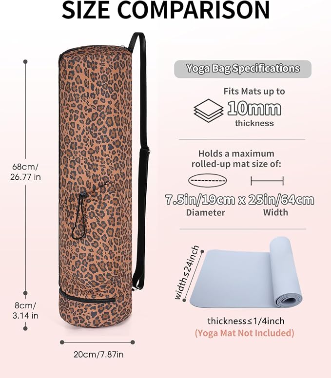 sportsnew Yoga Mat Bag, Full Zip Cargo Yoga Mat Carrier Bag with Drawstring Water Bottle Pocket and Bottom Wet Pocket, Exercise Yoga Mat Carrier Holder Multi-Functional Storage Bag Patent Pending