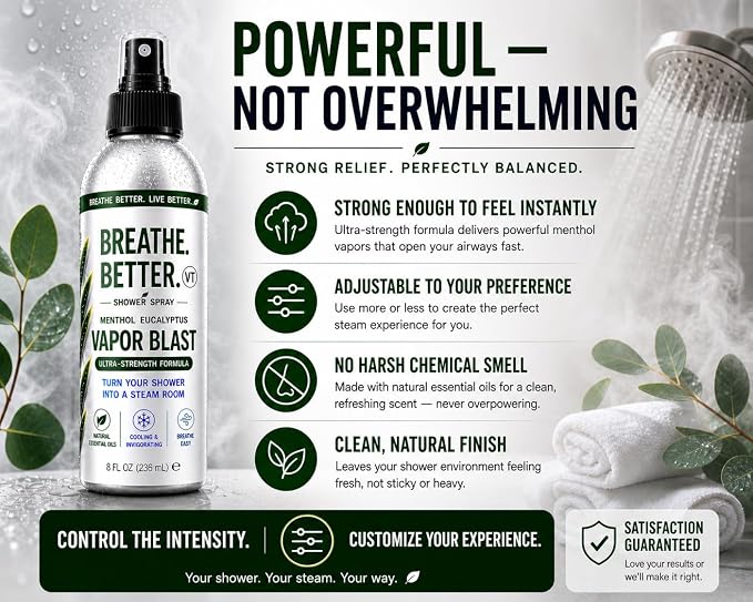 Vapor Blast - Menthol Eucalyptus Shower Steam Spray – Aromatherapy Mist – 4 oz