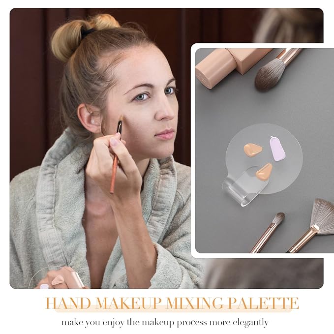 2 Pieces Makeup Mixing Palette Makeup Mixing Tray Acrylic Foundation Palette Clear Eyeshadow Hand Cosmetic Foundation Dish Handheld for Blending