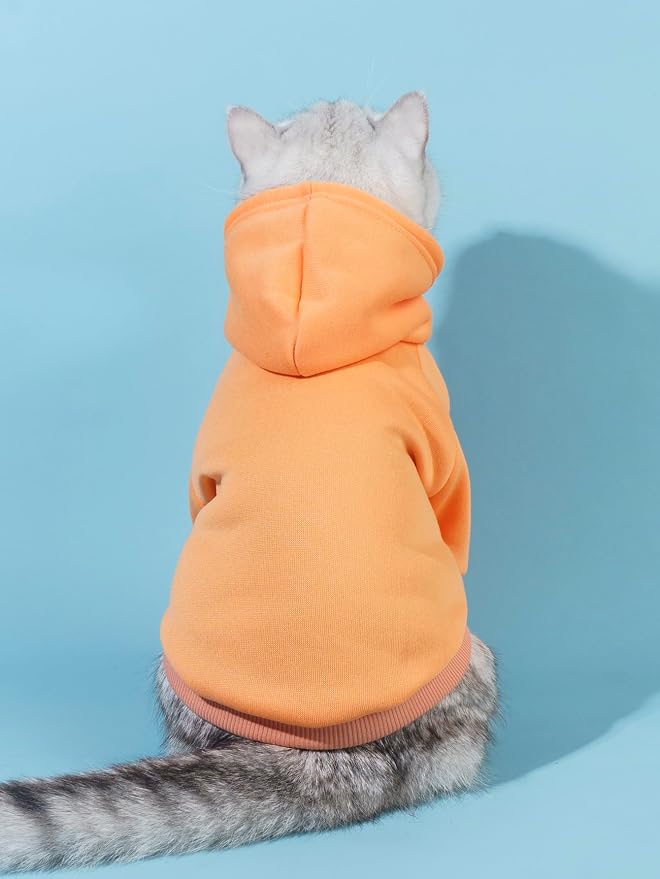 Basic Dog Hoodie Sweatshirt Puppy Sweater Warm Cat Costumes Pet Clothes for Chihuahua Puppy Kitten Small Medium Dogs Orange XX-Small