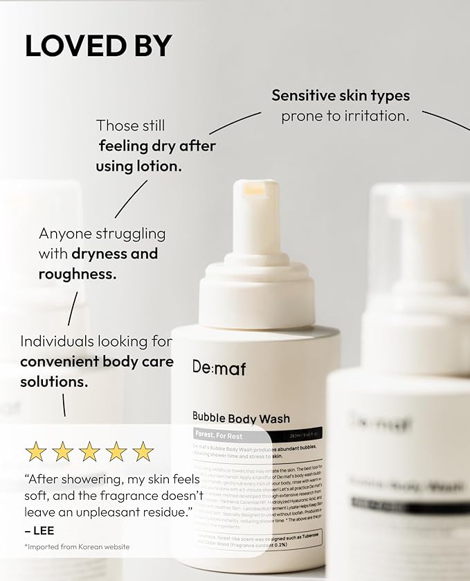 De:maf Forest For Rest Bubble Body Wash - Gentle Body Wash Korean Skincare for All Skin Types
