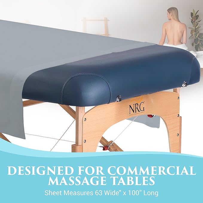 Deluxe Flannel Flat Massage Table Sheets by NRG - 100% Cotton Flannel Massage Linens - 160 GSM, 200 Thread Count - Soft Double Brushed Cotton - Oversized for Better Coverage - 63" x 100" - Color Ocean