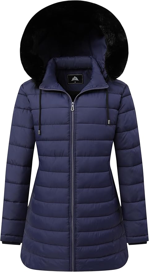 GOLDLADIES Women's Waterproof Long Down Jacket,Warm Winter Hooded Puffer Coat Thickened for Hiking Outdoor