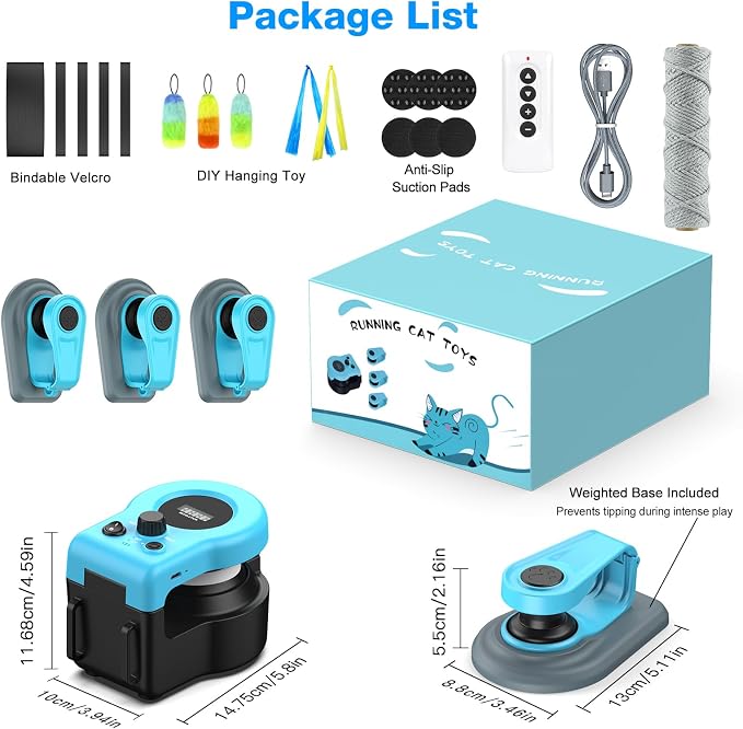 Interactive Cat Toy for Indoor Cats with Remote-Sky Blue