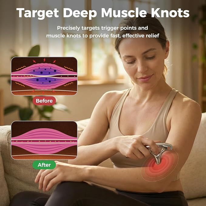 Ranarose Trigger Point Massage Tool for Deep Tissue – 6 in 1 Metal Scraper Tool, Fascia Massage Tool for Body Pain Relief, Myofascial Relief, Gua Sha, Thumb Saver & Acupressure Tool