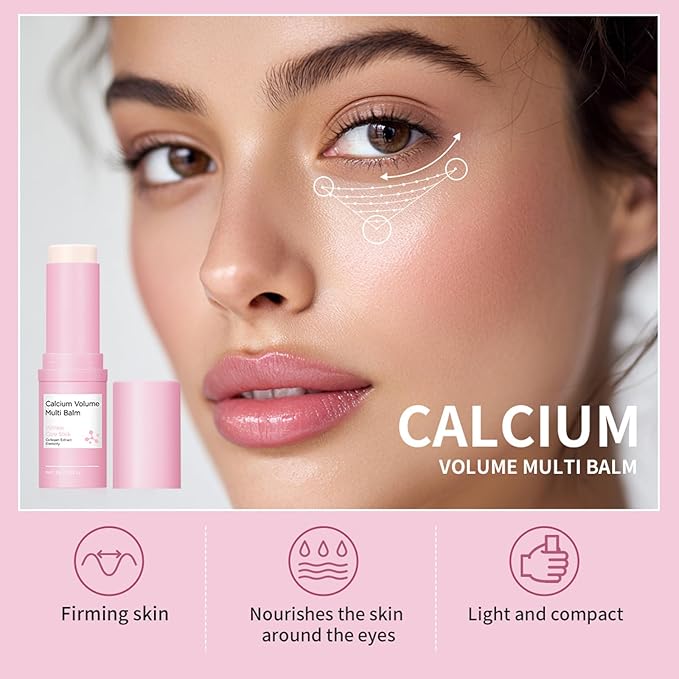 Cemenrete Calcium Volume Multi Balm Stick, Korean Collagen Moisturizing Glow, Hydrating & Anti-Aging Almond Vitamin E for Face, Eyes, Lips & Neck (Multi Balm Stick, 1)
