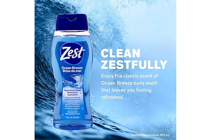Zest Ocean Breeze Body Wash 18 oz (Pack of 6)