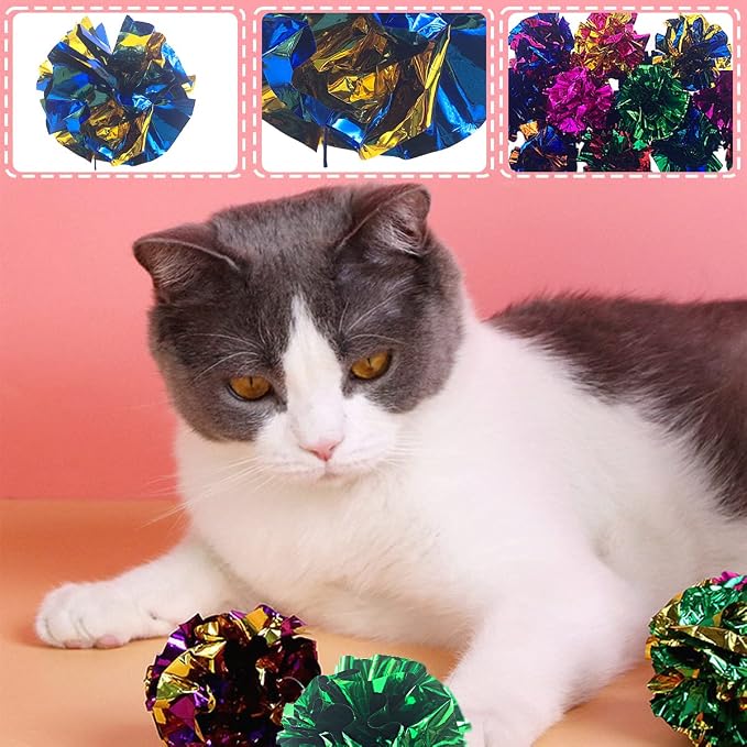 PET SHOW 20 Pack Cat Toy Crinkle Balls 2.5inch for Indoor Cats Kittens