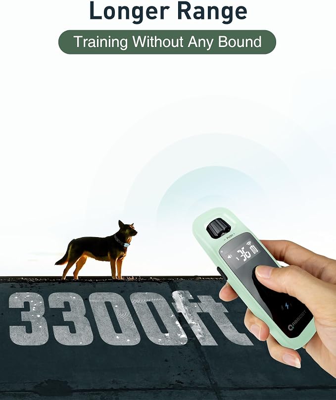 ABBIDOT Shock Collar for 2 Dogs, 3300 FT Dog Training Collar with Remote, IPX7 Waterproof with 4 Training Modes, Rechargeable E-Collar for All Breeds (15-120 lbs), Green Black