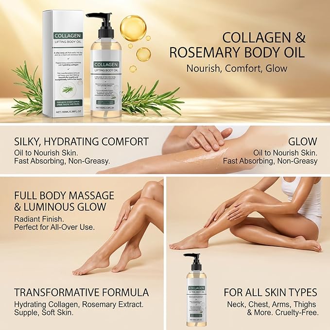 Divinvera Collagen Body Oil, Collagen Oil for Skin Tightening, Divinvera Collagen Anti Wrinkle Body Oil, Collagen Oil, Anti Aging Moisturizing