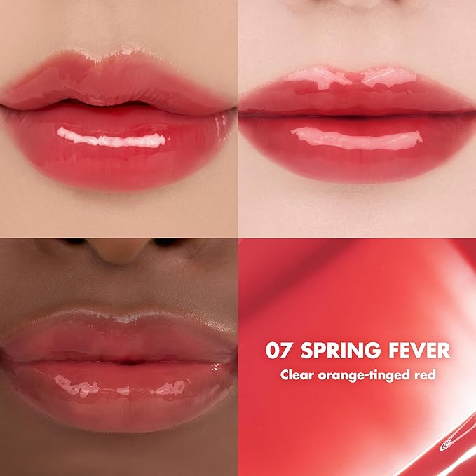 rom&nd GLASTING COLOR GLOSS 07 Spring Fever - K-Beauty Plumping Lip Gloss for Angel Ring High-Shine, Non-Sticky, Hydrated Lips | Long-Lasting, Soft Girl Aesthetic & Versatile Korean Makeup
