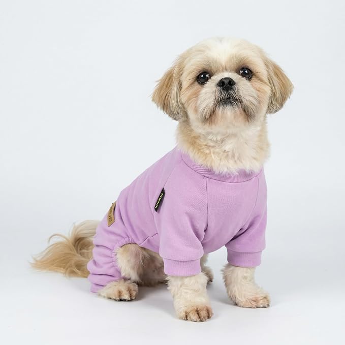 Fitwarm 2 Pack Lightweight Fleece Dog Pajamas, Warm Winter Dog Clothes for Small Dogs Boy Girl, Cozy Pet Onesie with Feet, Violet Purple, XXL