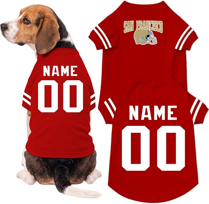 San Francisco Dog Clothes Personalized Pet Jersey T-Shirt Custom Name Number