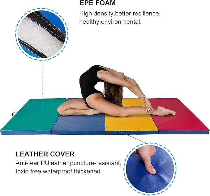 Polar Aurora 4'x10'x2 Thick Folding Gymnastics Exercise Mat Aerobics Stretching Yoga Mats