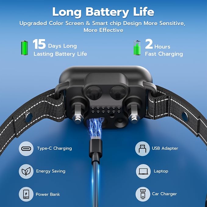 Bark Collar for Small Medium Large Dogs 8-100lbs | Upgraded Smart AI Anti Barking Collar w/AirTag Holder, 5 Modes (Beep/Vib/Safe Shock), Adjustable Sensitivity, Bark Counter, Rechargeable Waterproof