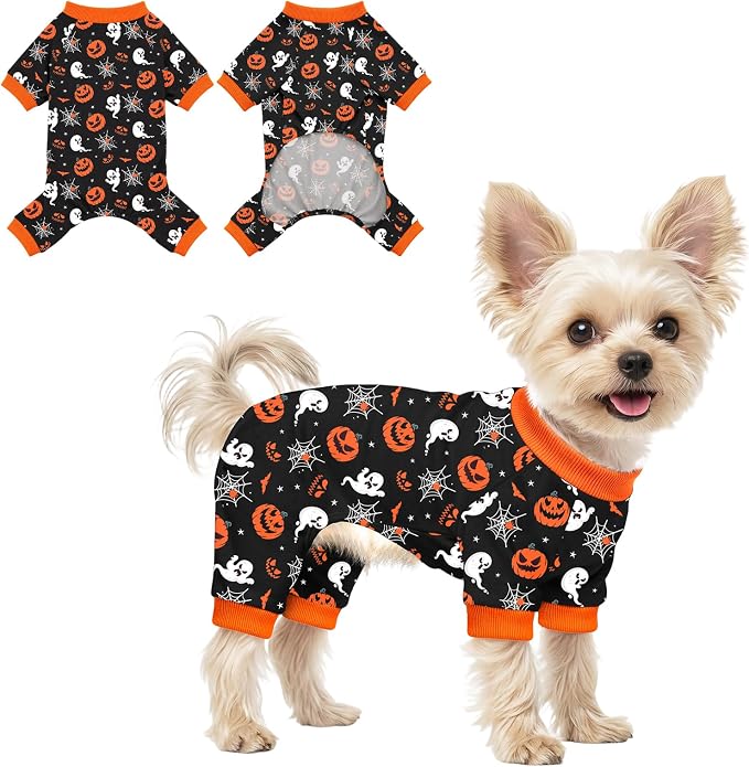 Dog Halloween Pajamas for Small Medium Dogs Halloween Pjs Pink Bow Dog Onesie Breathable Puppy Pj Pet Stretchy Soft Sleepwear for Spring Summer Costume-S