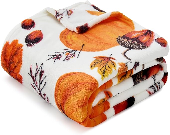 BEDELITE Fleece Blanket Soft Plush Fall Twin Size Autumn Pumpkin 60"x80" | Ultra Soft Fleece, Plush Microfiber, Lightweight Warmth, Thanksgiving Gift, Fall Home Decor, Machine Washable, Couch Sofa Bed