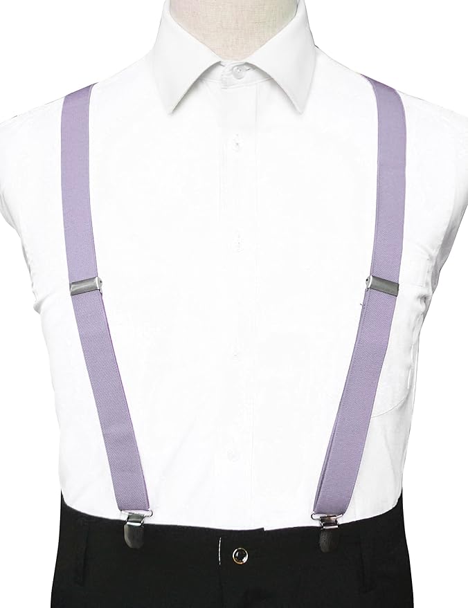JEMYGINS Solid Color Mens Suspender with 3 Strong Clips Adjustable Braces