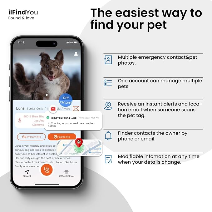 QR Code Dog Tags Personalized for Pets, Real-time Alerts, BKPKRE