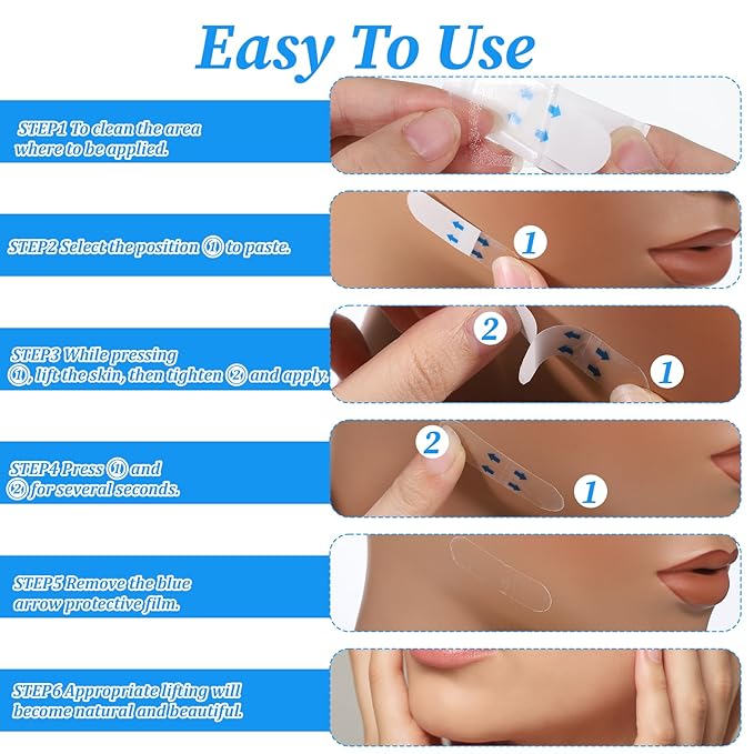 200PCS Face Lift Tape Invisible Instant Lifting Neck Tape Super Thin Breathable Facelift Concealed Makeup Patches for Women Wrinkles Overnight Sagging Skin Jowls Eyes Double Chin
