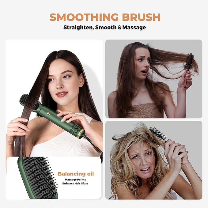 5 in 1 Blow Dryer Brush Set,Hot Air Styler Negative Ion Air Curling Wrap Air Curler, Round Brush Blow Dryer Curling Iron Hair Styling Tools Gift for Dry,Volumize, Straight,Curl,100-120V