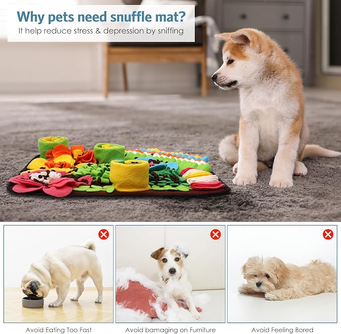 Snuffle Mat for Dogs, 15.4 Inch Wool, Small/Medium Pet Foraging Toy