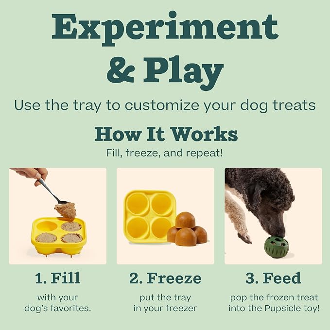 WOOF Pupsicle Dog Treat Toy with Silicone Treat Tray for Dogs 10-25 lbs