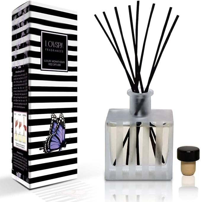 Reed Diffuser Set, White Tea Scented Oil Diffuser with Sticks, Home Fragrance Accessories for Bathroom Shelf Decor, Aroma Diffusers for Home or Office Desk, USA Made