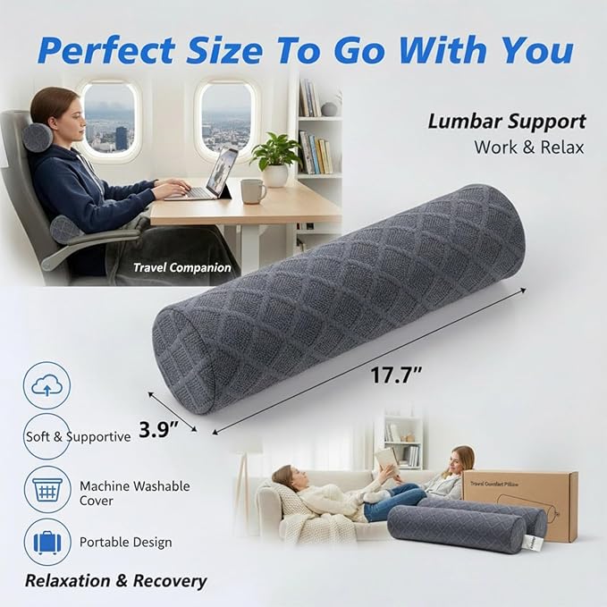 Cervical Memory Foam Neck Roll Pillow Comfortable Breathable(3.9) | Neck Support Pillows for Sleeping 3.9in H Small Round Circle Pillow Cylinder Pillows for Back Lumbar Leg Yoga Pain Relief