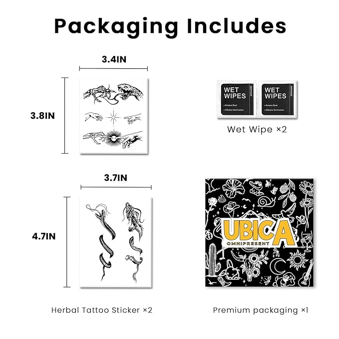 2 Sheets Long Lasting Dragon Temporary Fake Tattoos For Women Arm Hand Neck Collarbone,Snake Semi Permanent Tattoo For Adults Girl,Realistic, Waterproof and Non-Reflective
