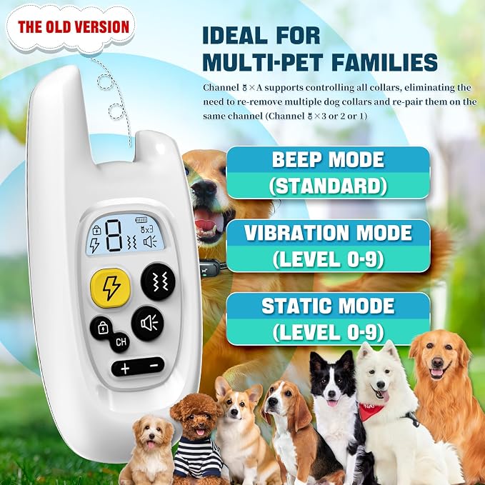 Dog Shock Collar with Remote Control- [Newly Upgraded] Training Collar for Small Medium Large Dogs, Electric Collar for Dogs Training Rechargeable, E Collar with Beep, Vibration & Shock-Lock Keypad