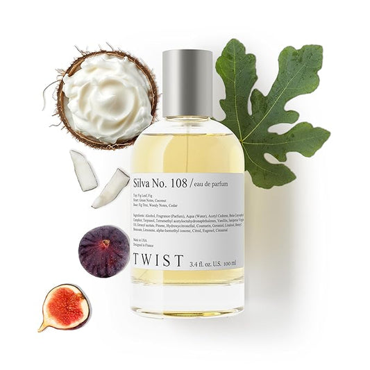 Twist Silva No. 108 - Inspired by Diptyq. Philosykos, Long-Lasting Perfume for Women & Men, Fig Leaf & Coconut, Vegan, Clean Ingredients, Unisex Fragrance – Spray 100 ml | 3.4 fl. oz.