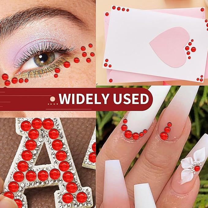 3090PCS Face Gems Eye Christmas Jewels Crystals Stickers 3/4/5/6mm with Red Rhinestones Stickers for Face, Stick on Body Jewels Makeup Glue for Face Eye Hair Nails Make up and Craft Decor