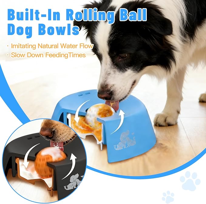 TUGFREE Slow Feeder Dog Bowls, Lick Sphere Puzzle Feeder for Liquid Treats, Non-Spill Puppy Lick Bowl for Bone Broth & Yogurt, Interactive Slow Eating Toy for Anxiety Relief, Boredom and Post-Op Care