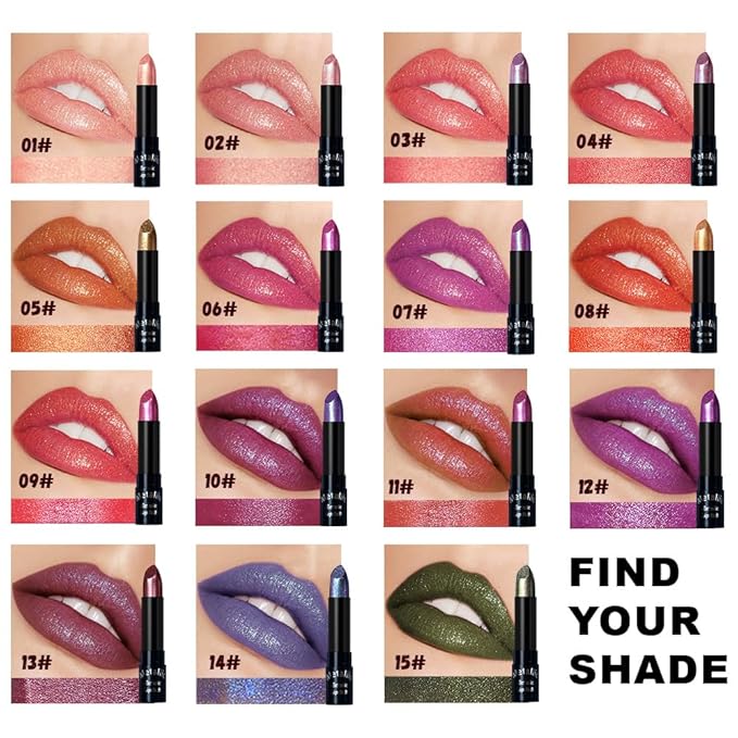 Red Metallic Lipstick for Women,Lightweight Non-Drying Shimmer Frosted Lipsticks,Glitter Lip Gloss Stain Long Lasting Waterproof No Smudge Proof No Transfer 12 Hour,Cruelty-Free Makeup