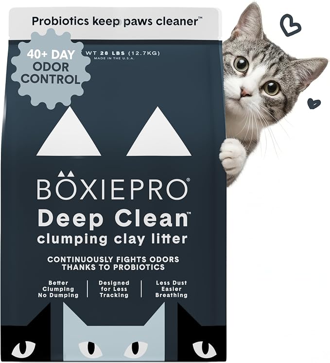 Boxie Probiotic Cat Litter, 40 Day Control, Clumping Clay Kitty Litter, Odor Eliminating Probiotics, Dust-Free, No Fragrances No Fillers, 28 lb