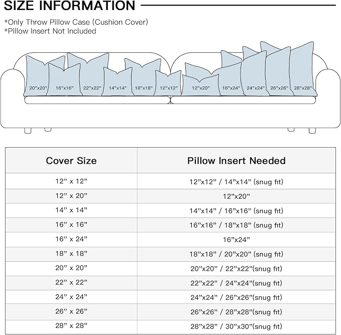 OTOSTAR Linen Throw Pillow Cover Set of 1 Decorative Square Pillowcases Cushion Covers 18x18 Inch for Home Decor Sofa Bedroom Car 45 x 45CM Blue Grey