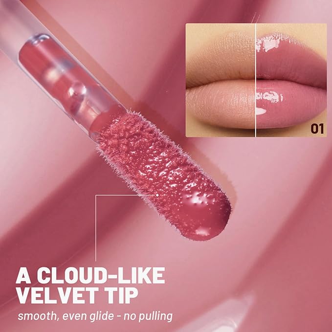 3 Colors Moisturizing Glossy Lip Gloss Lipstick Tint，Korean Long Lasting & Waterproof Lip Stain| Glossy Lip Gloss with Lovely Soft Butter Gloss | Buildable, Blendable, Moisturizing, Non-Sticky