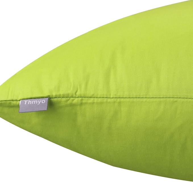 Thmyo 4-Pack 100% Cotton Comfortable Solid Decorative Throw Pillow Case, Square Cushion Cover Pillowcase Sublimation Blank Pillow Covers DIY Throw Pillowcase for Sofa(16x16 inch/ 40x40cm,Light Green)