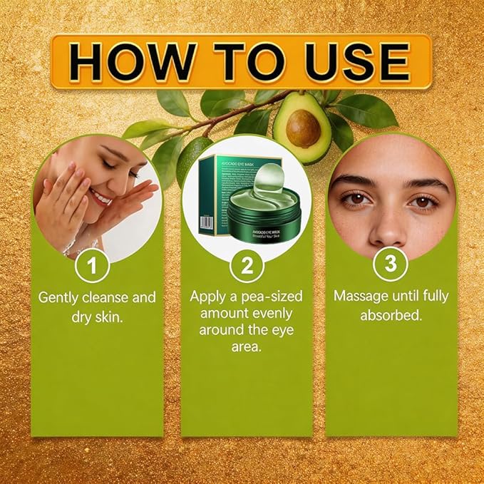 120PCS Avocado Eye Patches, Reduce Fine Lines and Wrinkles, Moisturizing Nourishing Eye Treatment Mask, Improving Eye Skin Dryness (Avocado Moisturizing Collagen Eye Mask)