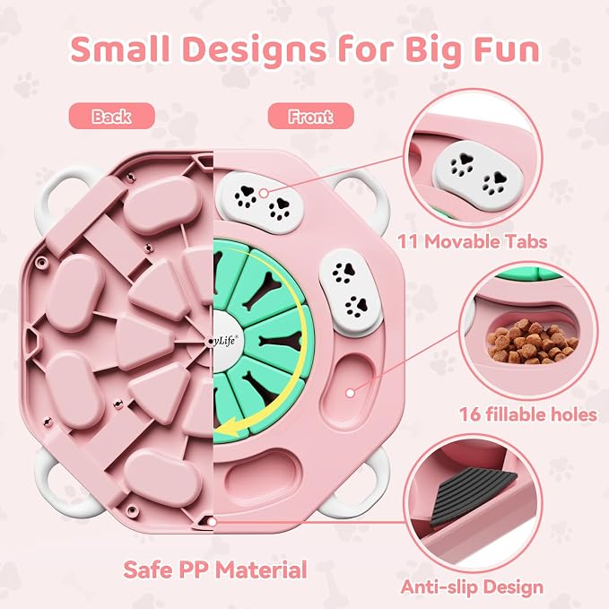Dog Puzzle Toy for Smart Dogs, Interactive Dog Enrichment Toys,Level2(Pink)