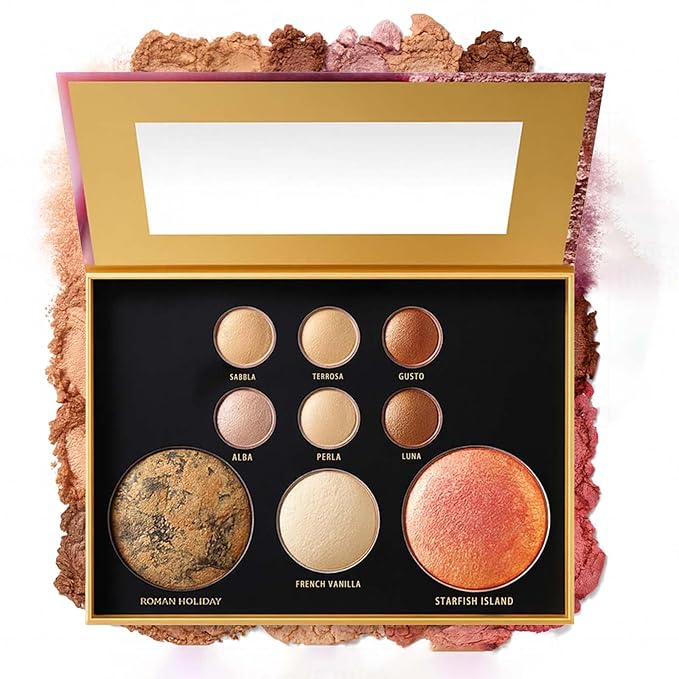 K'APEINE All in One Baked Makeup Palette, Eyeshadow, Blush Highlighter & Bronzer Face Kit Neutral Tones Baked Powder Palette with Matte Shimmer Finish Hign Pigment Full Face Makeup Gift Set for Women