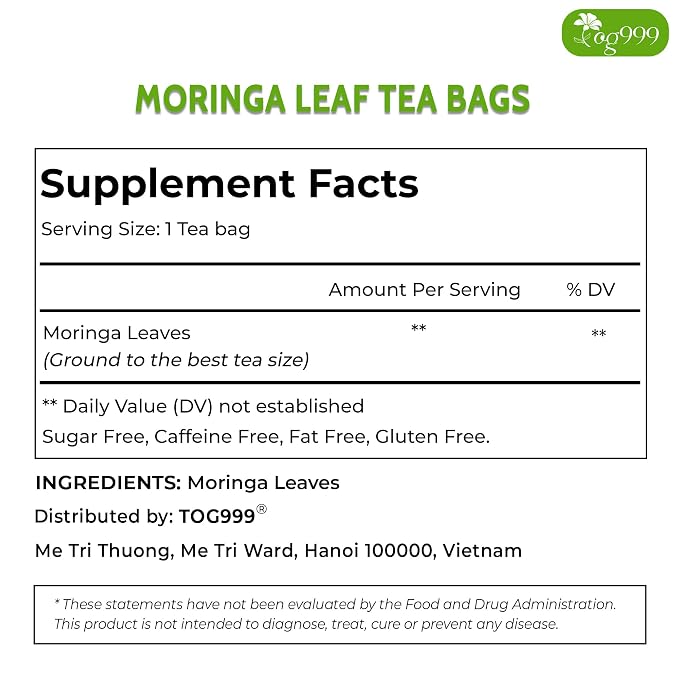 TOG999 Premium 60 Tea Bags Plantain Leaf Tea, 100% Natural Plantain Leaves, Herbal Tea for Daily Wellness, No Additives, Caffeine Free, No Sugar, Non-GMO, Gluten Free